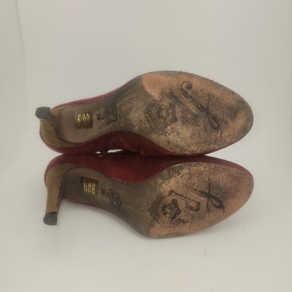 Free People Fairfax Heel Suede Zip Boot Womens 8.5/39 Rust Red corpcore office - Picture 6 of 9